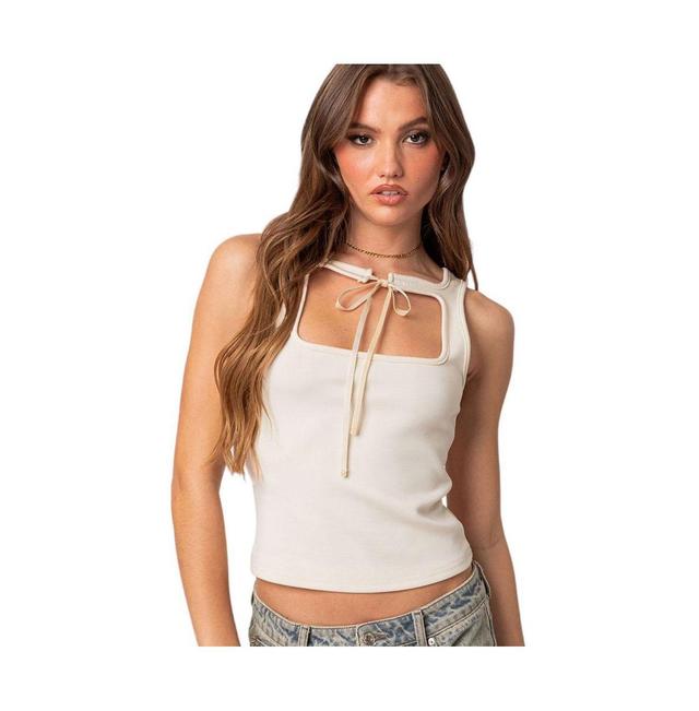 EDIKTED Isabetta Tie Front Knit Tank Top Product Image