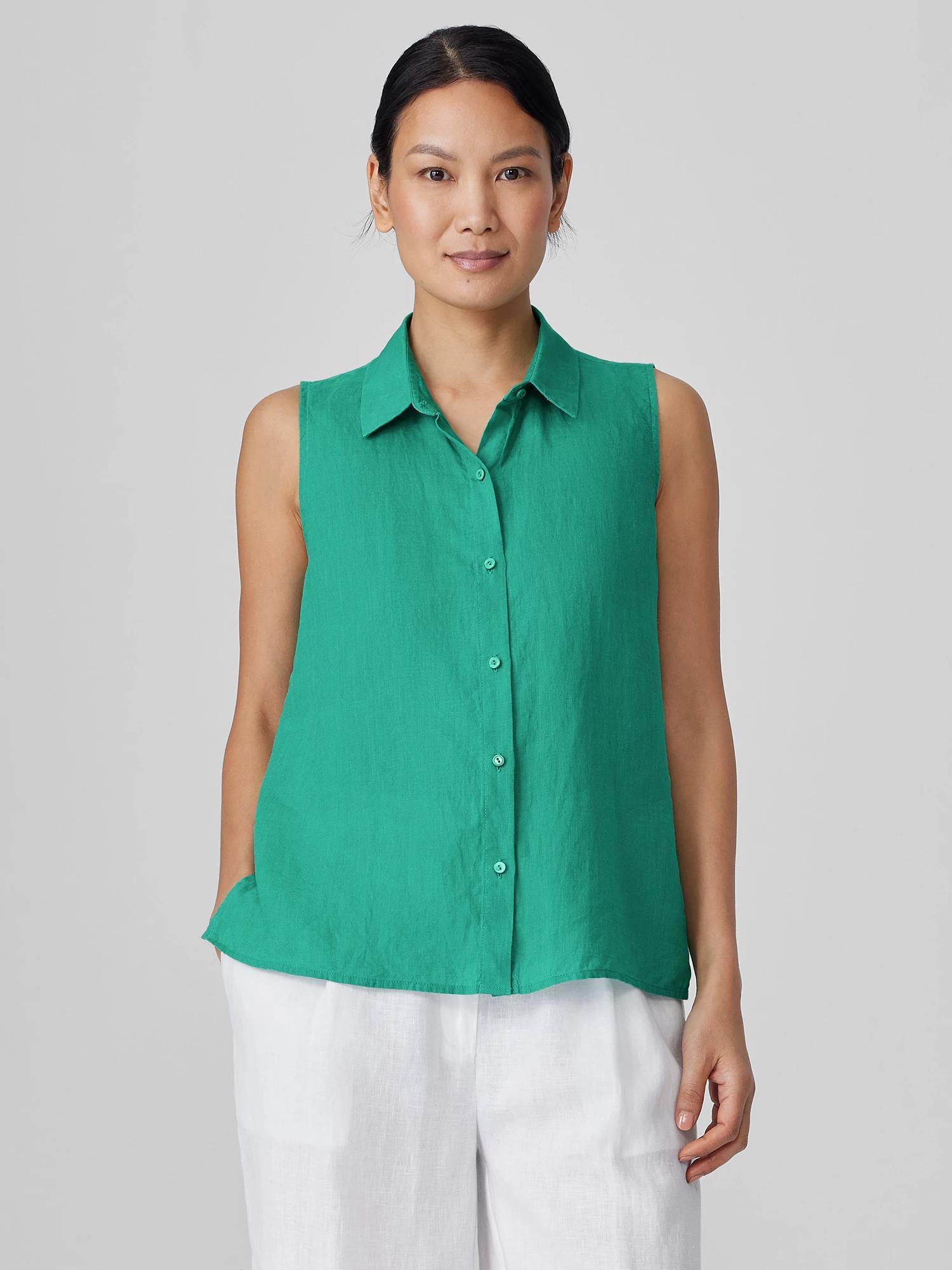 EILEEN FISHER Organic Handkerchief Linen Sleeveless Shirtfemale Product Image