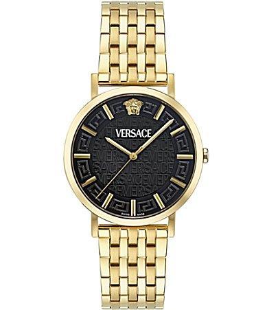 Mens Greca Slim IP Yellow Gold Bracelet Watch, 40mm Product Image