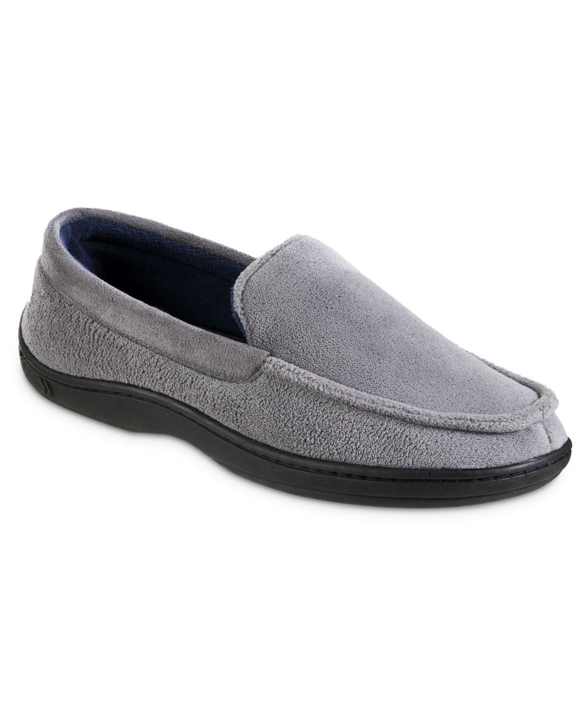 isotoner Jared Microterry Mens Moccasin Slippers Grey Product Image