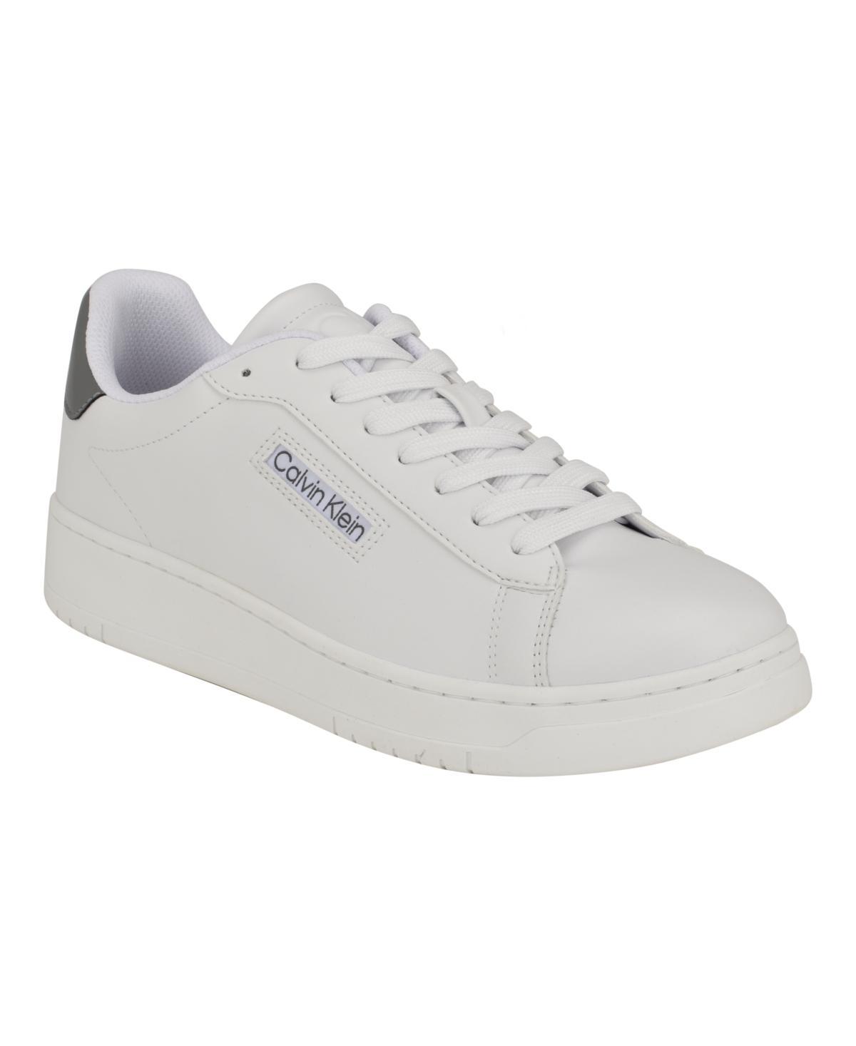 Calvin Klein Mens Horaldo Lace-Up Casual Sneakers - White Product Image