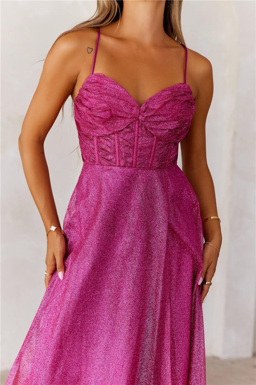 Glitter Goddess Maxi Dress Pink Product Image