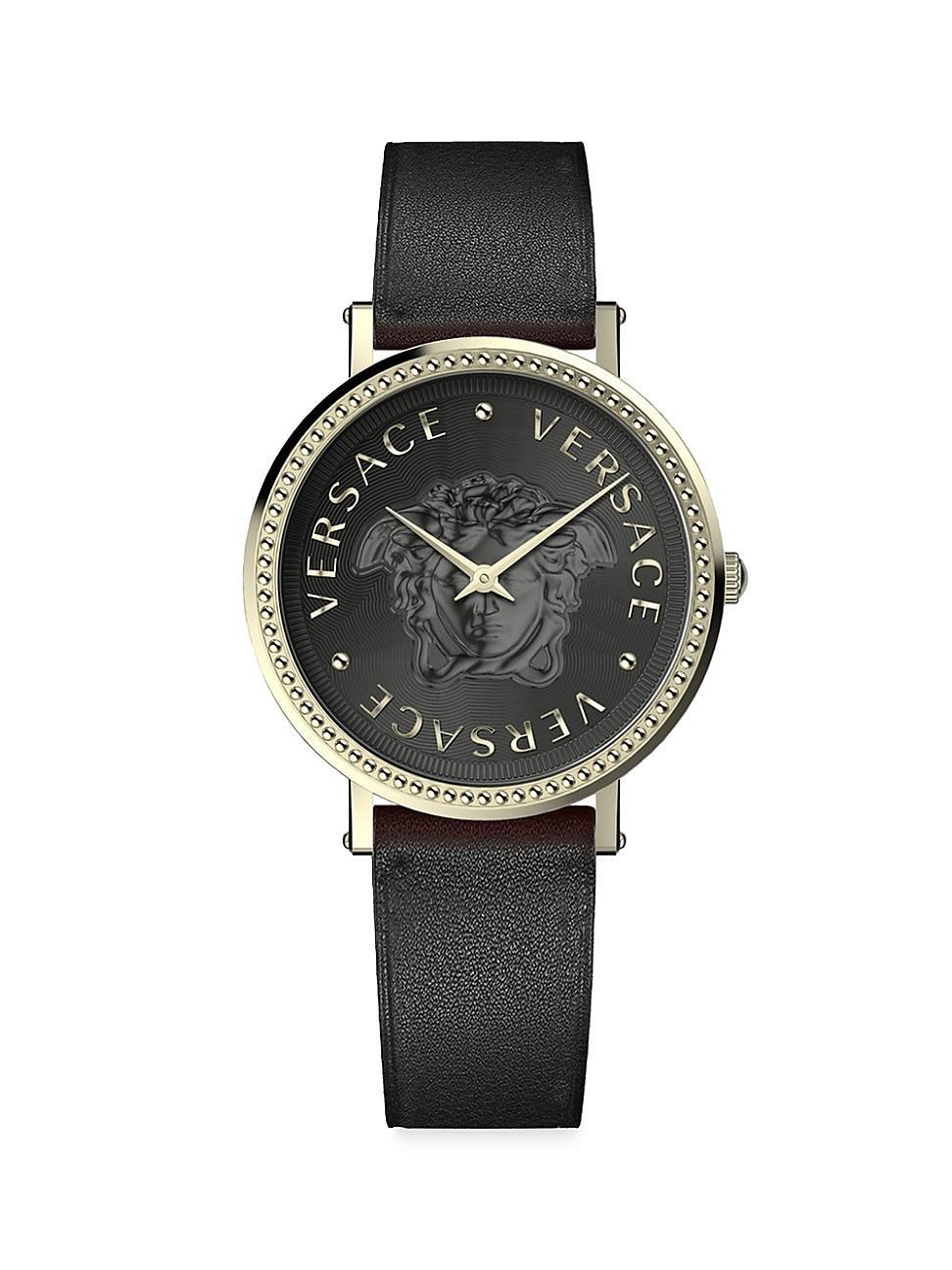 Versace V-Dollar Leather Strap Watch, 37mm Product Image