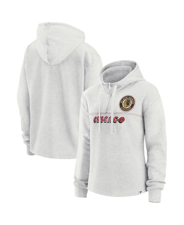 Womens Fanatics Ash Chicago Blackhawks True Classics Legacy Quarter-Zip Hoodie Product Image