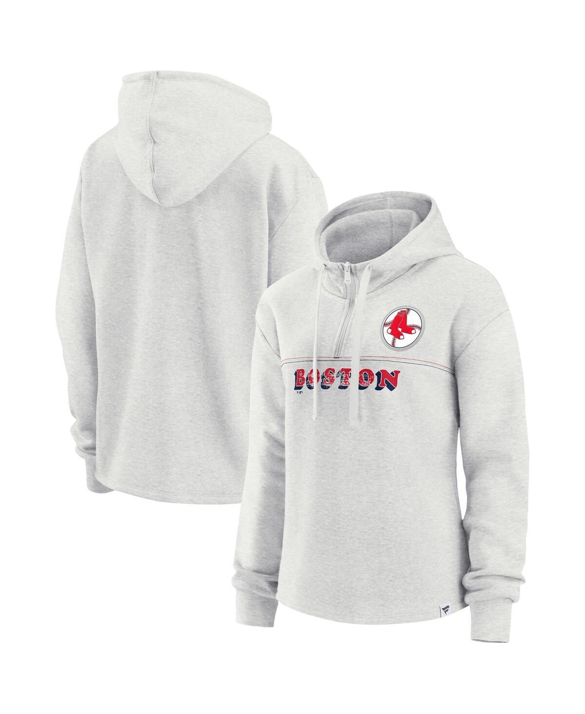 Womens Fanatics Branded Oatmeal Boston Red Sox True Classics Legacy Quarter-Zip Hoodie Product Image