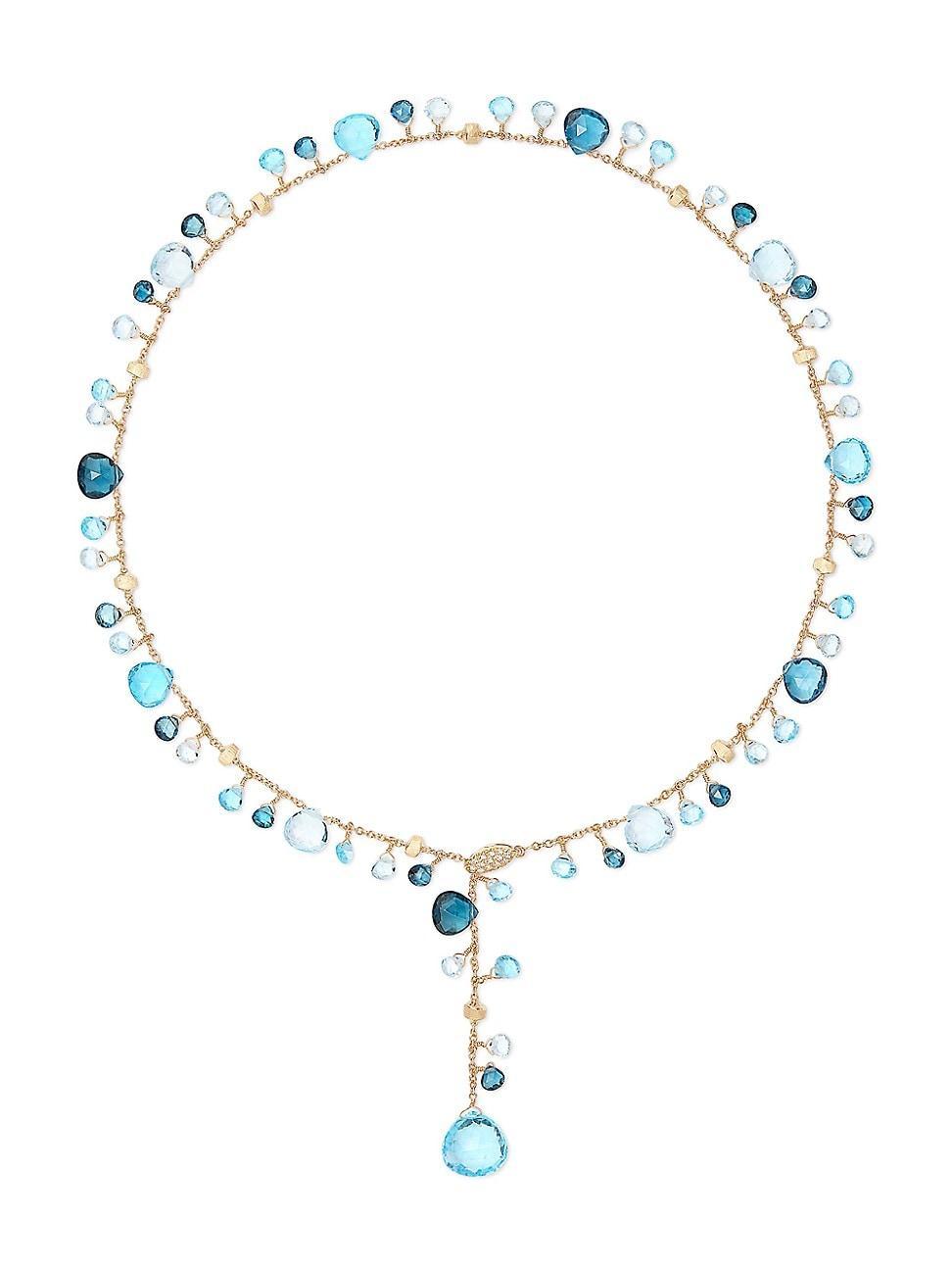 Womens Paradise Topaz 18K Yellow Gold, 0.10 TCW Diamond & Mixed Topaz Lariat Necklace Product Image