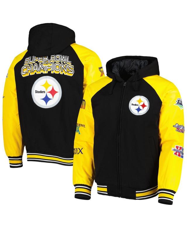 Mens G-III Sports by Carl Banks Pittsburgh Steelers Defender Raglan Full-Zip Hoodie Varsity Jacket Product Image