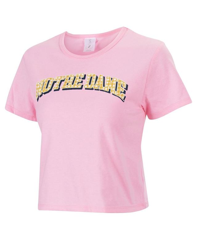 Womens ZooZatz Notre Dame Fighting Irish Gingham Logo Cropped T-Shirt Product Image