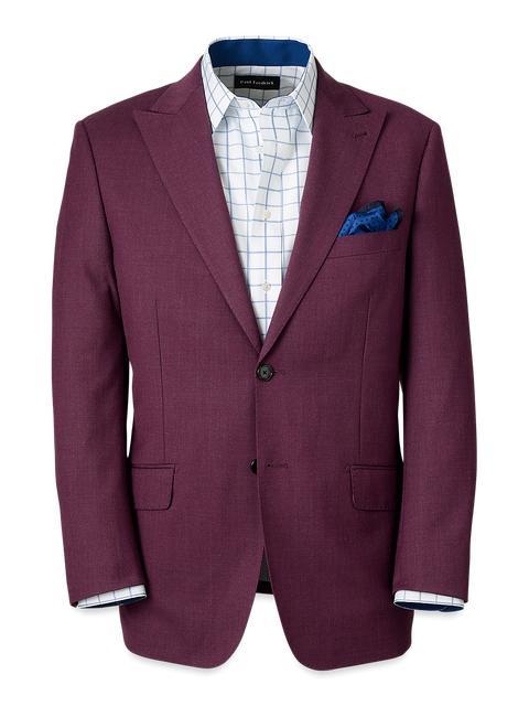 Wool Stretch Bengaline Peak Lapel Suit Jacket - Plum Product Image