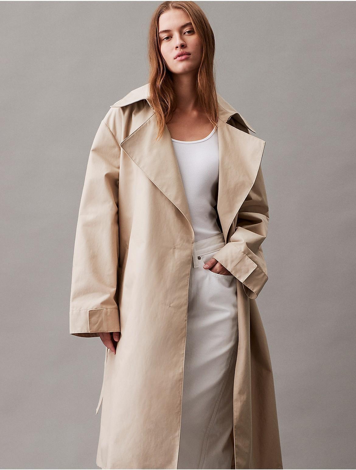 Calvin Klein Womens Essential Trench Coat - Neutral - M Product Image