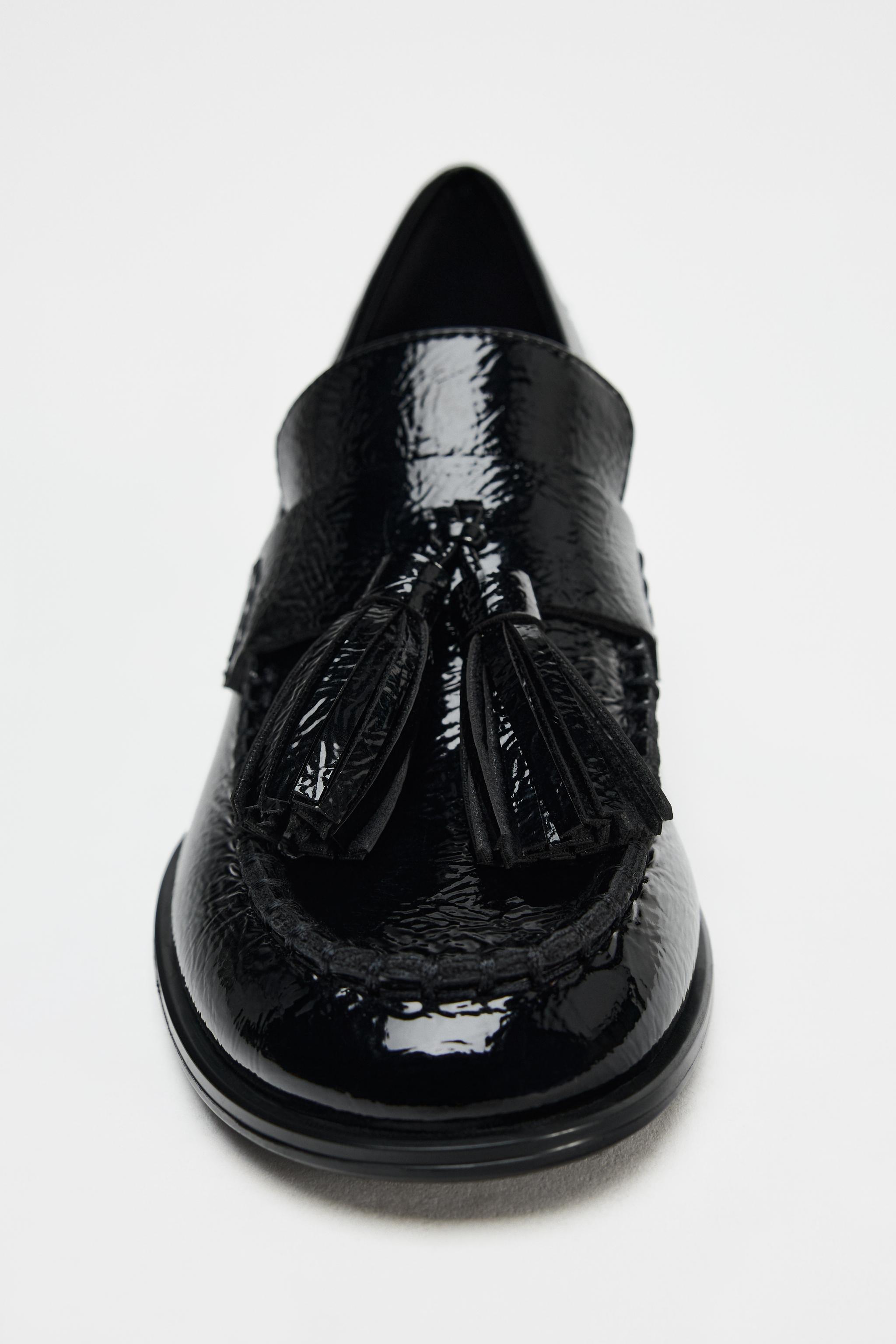 FAUX PATENT TASSELED LOAFERS Product Image