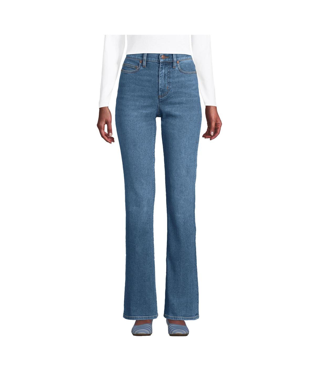 Womens Lands End High-Rise Bootcut Jeans Blue Product Image