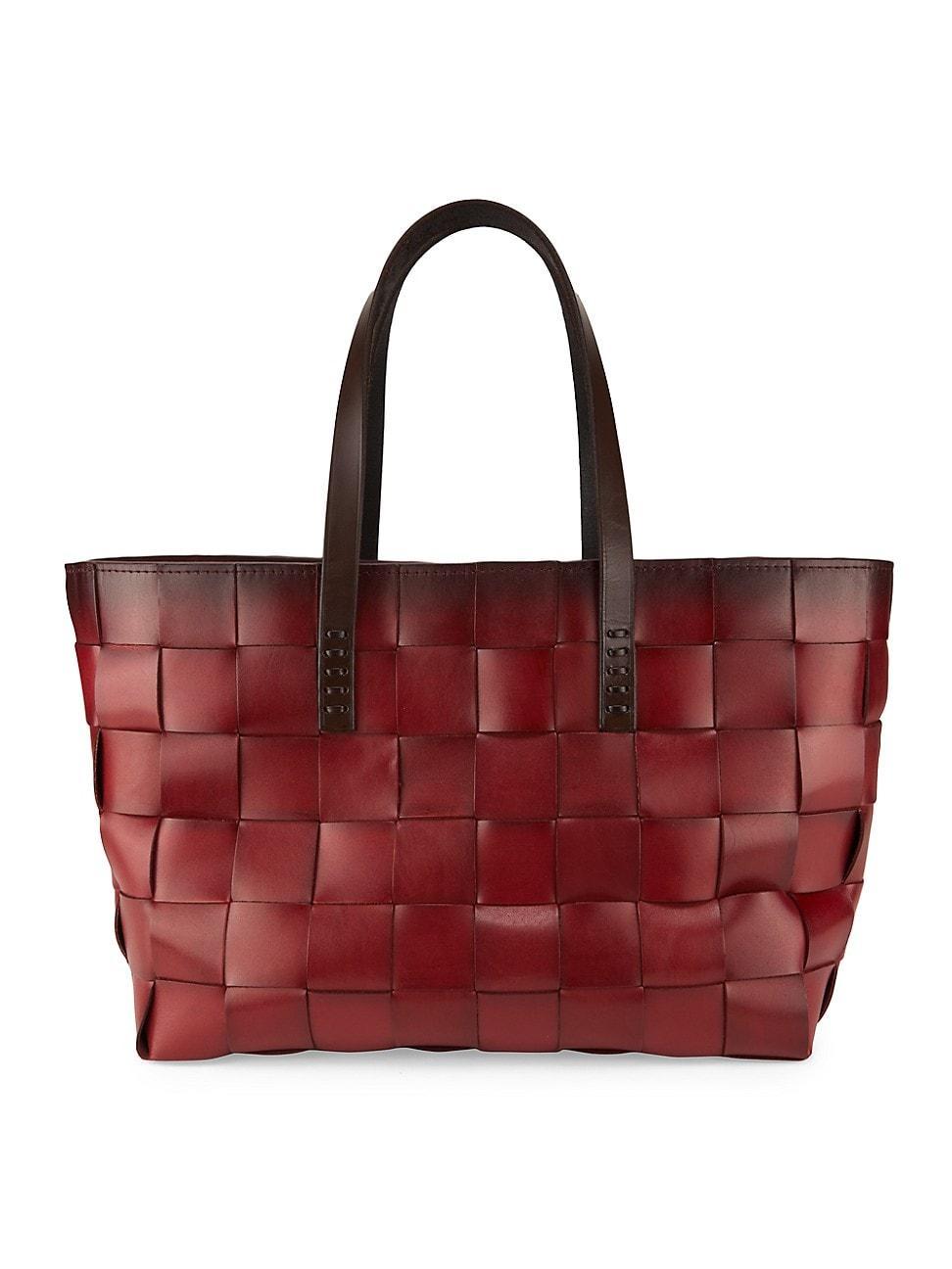 Womens Woven Leather Tote Bag Product Image