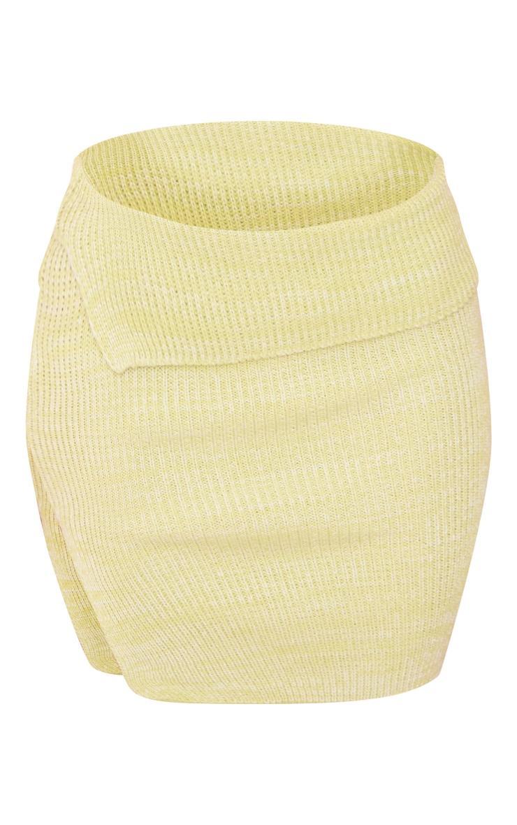 Petite Lime Knitted Fold Over Mini Skirt Product Image