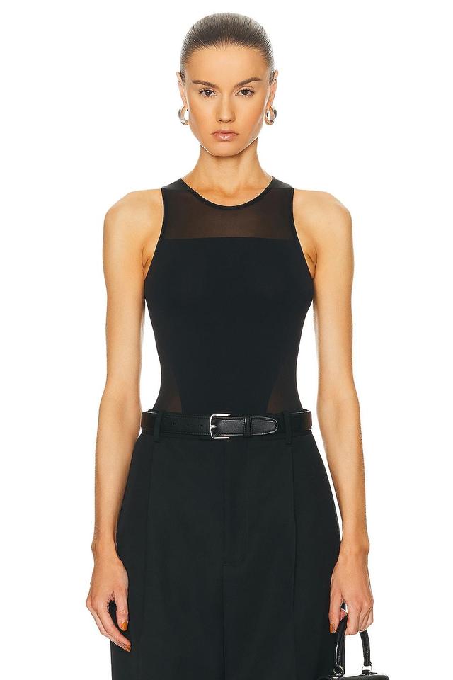 Womens Sheer Opaque Sleeveless Bodysuit Product Image