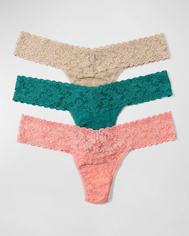 3-Pack Low-Rise Multicolor Lace Thongs Product Image