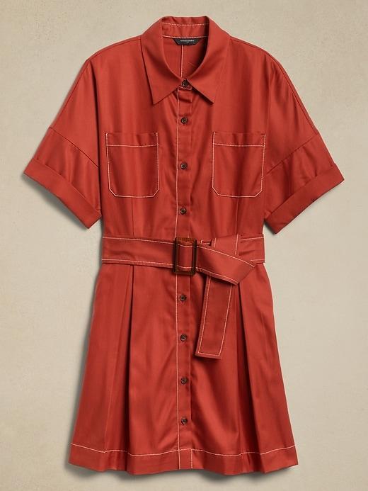 Contrast-Stitch Mini Shirtdress Product Image