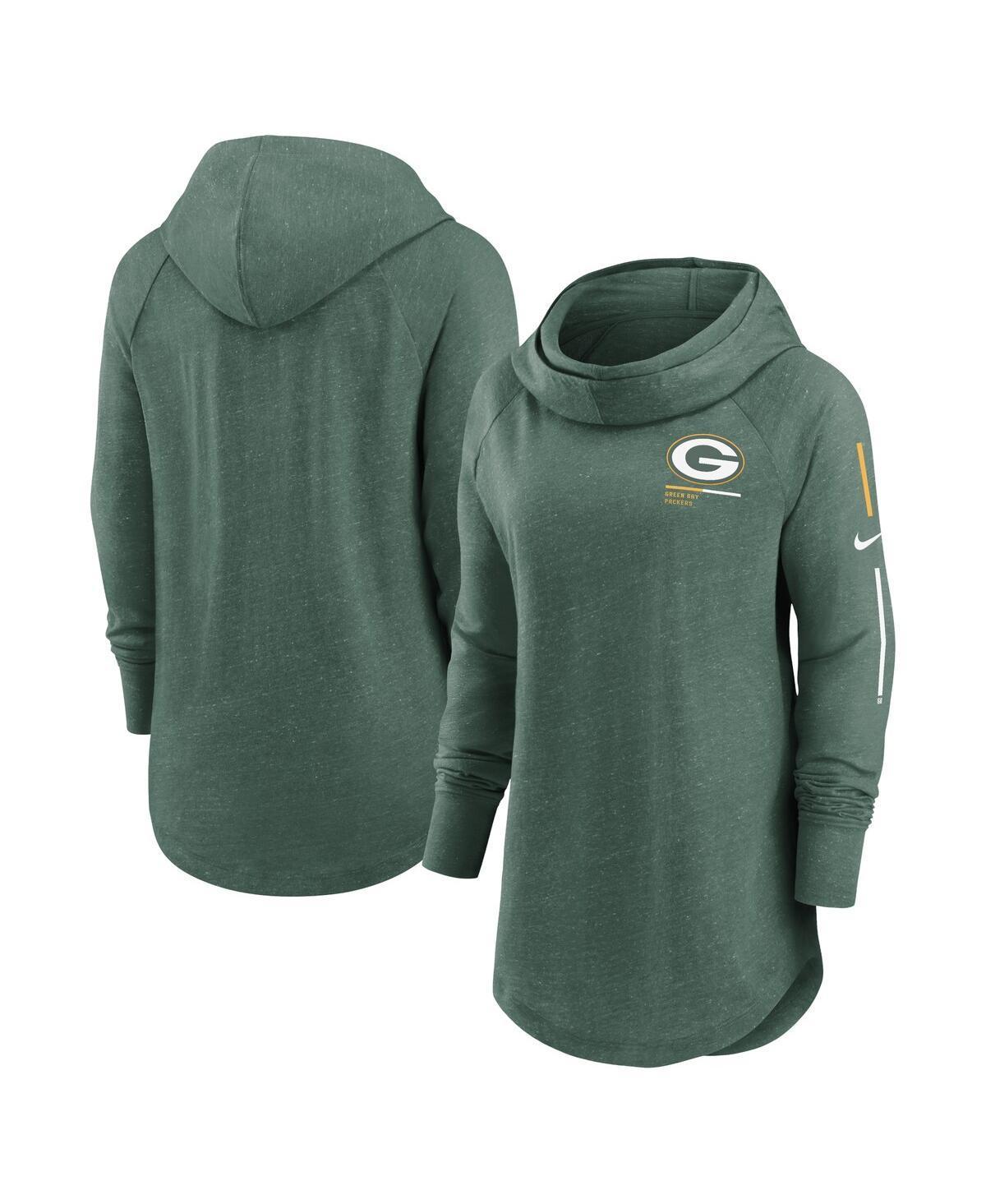 Womens Nike Heathered Green Green Bay Packers Minimal Statement Raglan Funnel Neck Pullover Hoodie Product Image