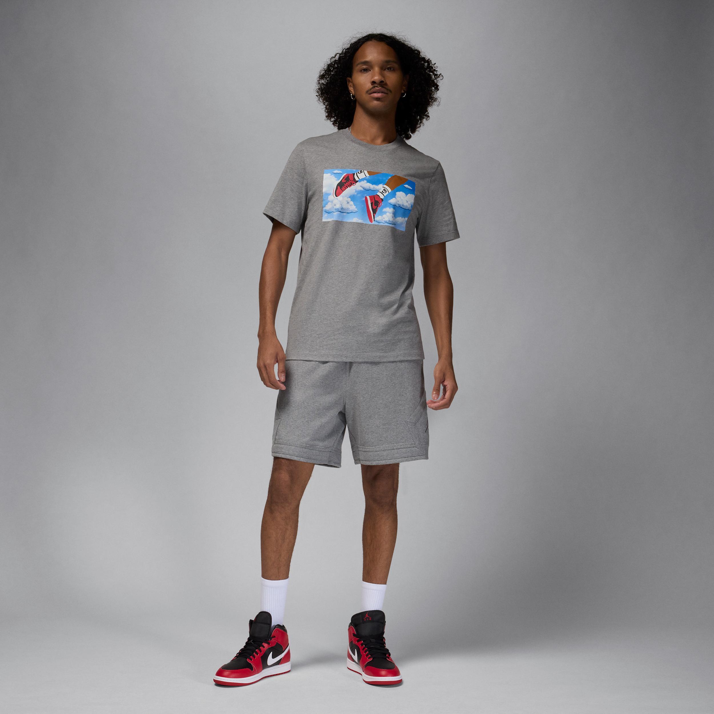 Jordan Mens Jordan Flight Essential Short Sleeve Crew - Mens Carbon Heather/Black Product Image