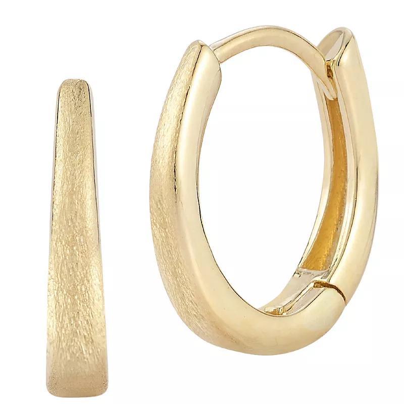 LUMINOR GOLD 14k Gold Satin Finish Oval Huggie Hoop Earrings, Womens Product Image