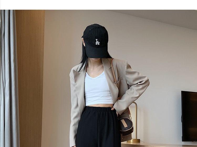 High Waist Plain Slit Hem Bootcut Pants Product Image