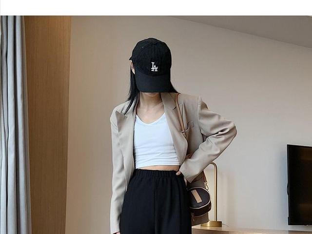 High Waist Plain Slit Hem Bootcut Pants Product Image