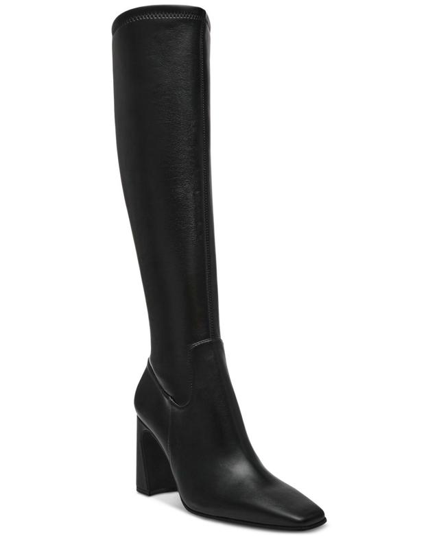 Steve Madden Womens Lamarca Wide-Calf Knee-High Block-Heel Stretch Dress Boots Product Image