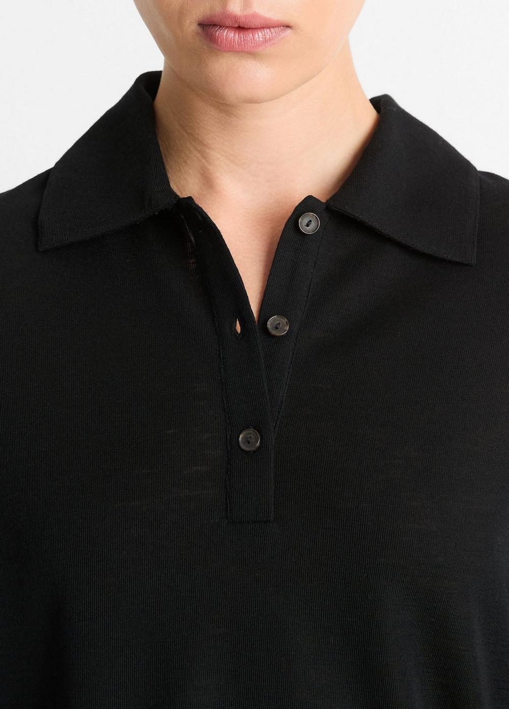 Wool Relaxed Long-Sleeve Polo Shirt Product Image