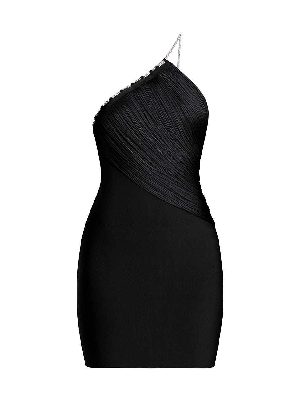 Womens Crystal Trim Draped Minidress Product Image