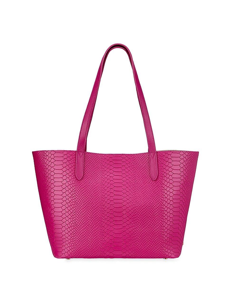 Womens Teddie Python-Embossed Leather Tote - Lilac Product Image