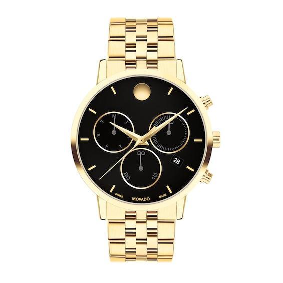 Men's Movado MuseumÂ® Classic Two-Tone PVD Chronograph Watch with Black Dial and Date Window (Model: 0607777) Product Image