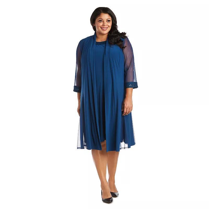 Plus Size R&M Richards Embellished Sheer Jacket Shift Dress Product Image