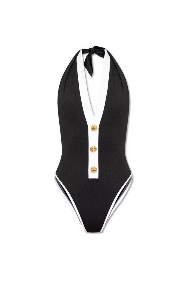 Button Embellished One Piece Swimsuit In Multi Product Image