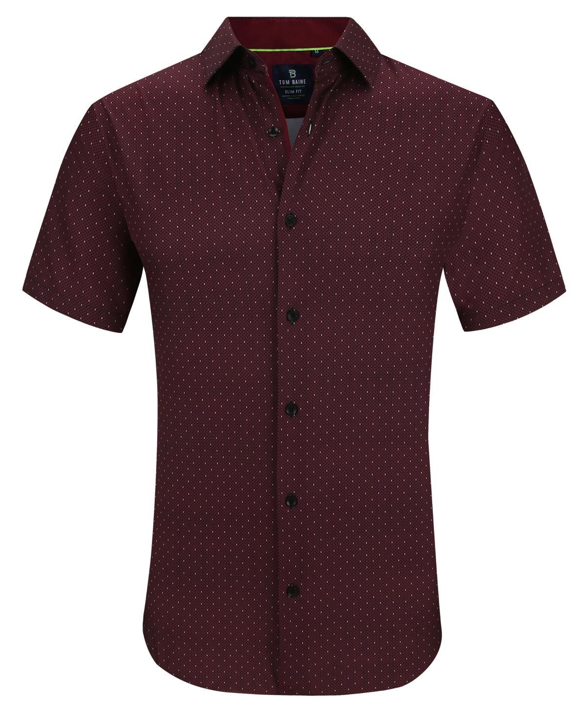 Tom Baine Mens Short Sleeve Slim Fit Button Down Shirt - Navy Product Image