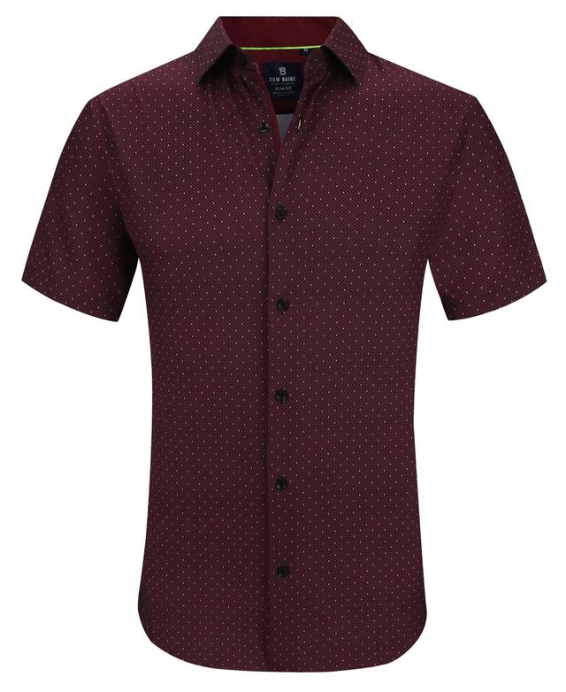 Tom Baine Mens Slim Fit Short Sleeve Performance Stretch Button Down Dress Shirt Product Image