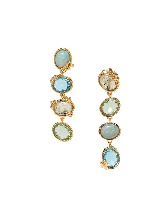 Womens Rabia 14K-Gold-Plated & Multi-Stone Drop Earrings Product Image