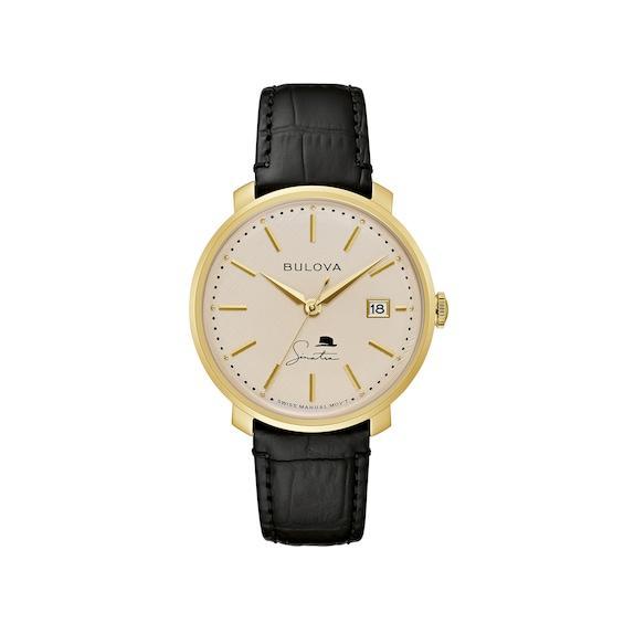 Men's Bulova Frank Sinatra 'The Best is Yet To Come' Collection Gold-Tone Strap Watch with Ivory Dial (Model: 97B195) Product Image