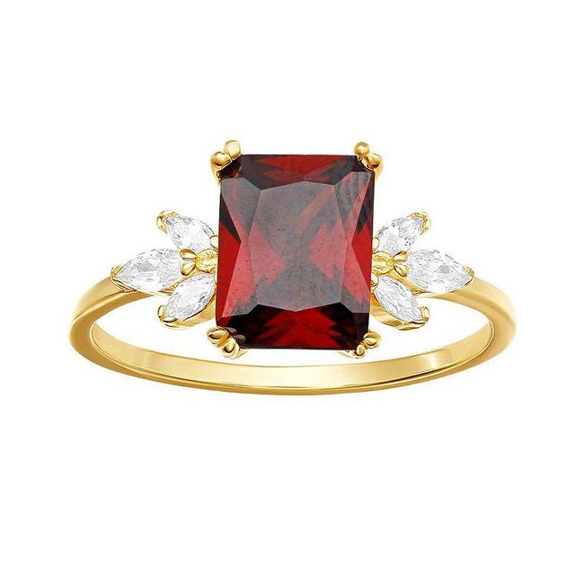 PRIMROSE Sterling Silver Red & White Cubic Zirconia Ring, Womens Gold Tone Red Product Image