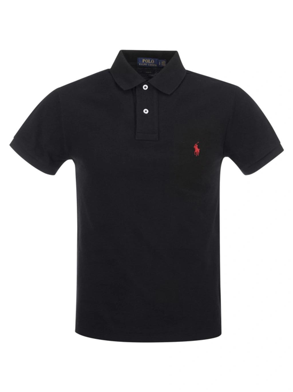 Slim-fit Pique Polo Shirt In Black Product Image