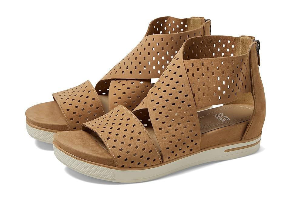 Eileen Fisher Sport Perforated Leather Comfort Sandals - Size: 7.5B / 37.5EU - HONEY Product Image