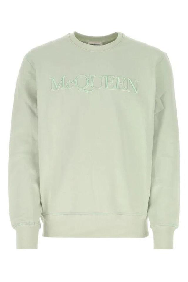 Man Pastel Green Cotton Sweatshirt Product Image