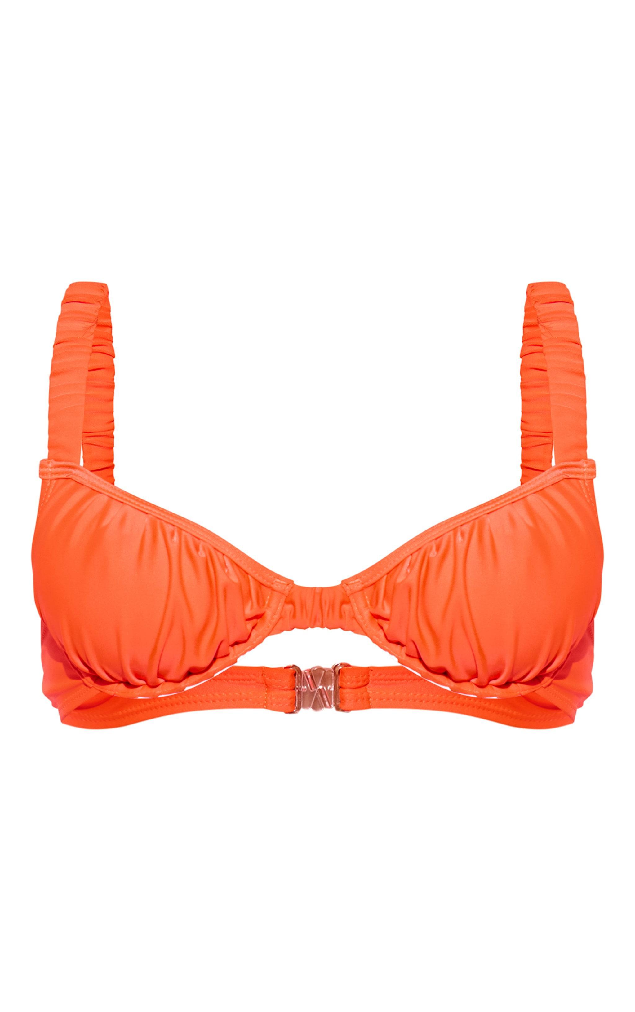 Orange Ruched Underwired Bikini Top Product Image