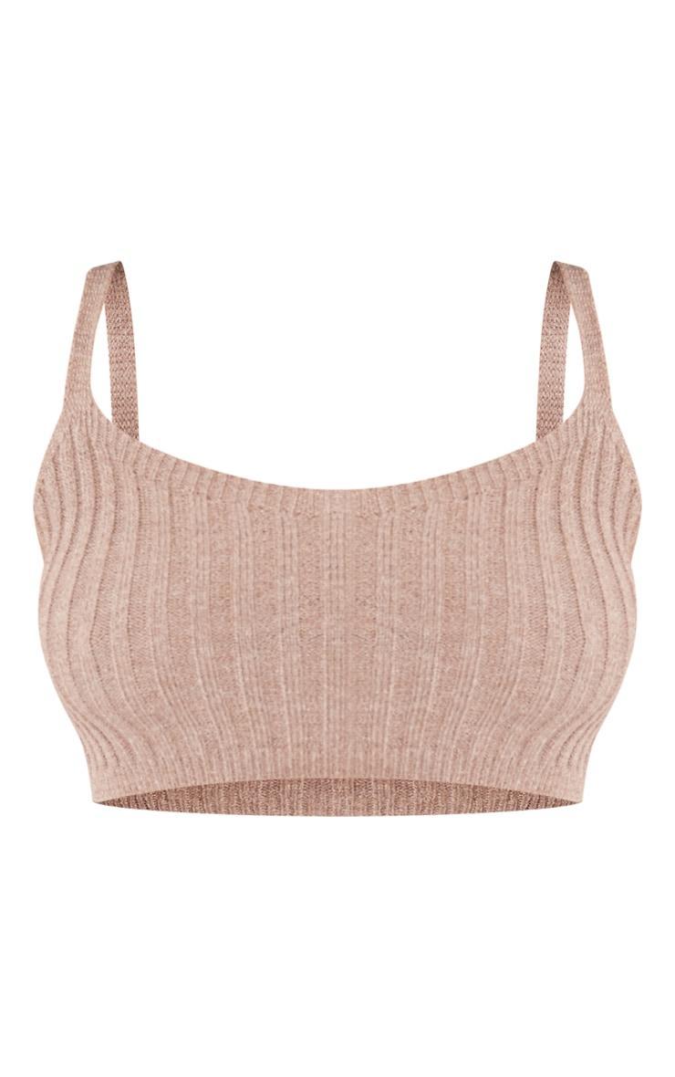 Petite Brown Knitted Strappy Cropped Top Product Image