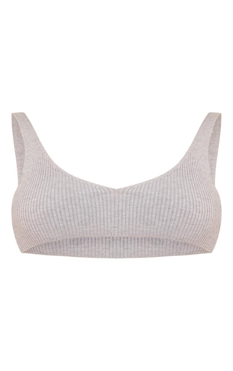 Grey Knitted Ribbed Bralet Product Image