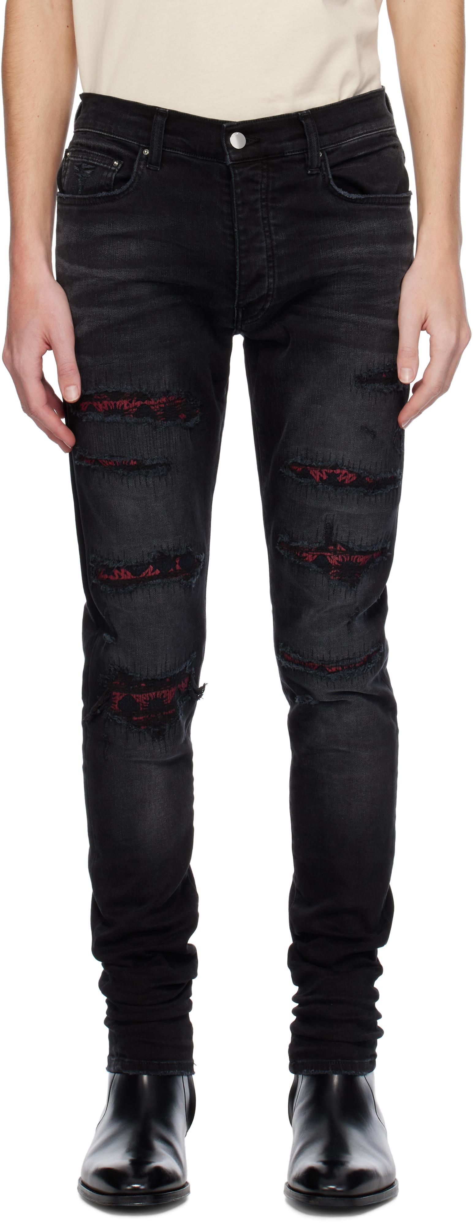 AMIRI Black Ma Quad Repaired Skinny Jeans Product Image