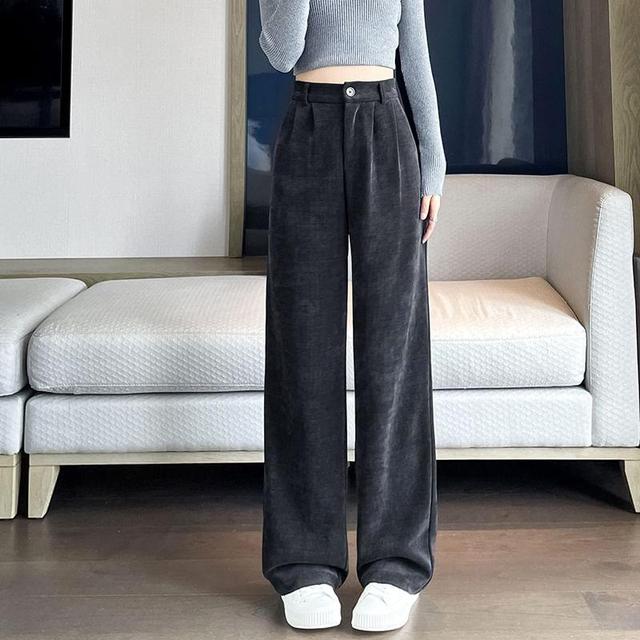 High Waist Plain Wide Leg Pants Product Image