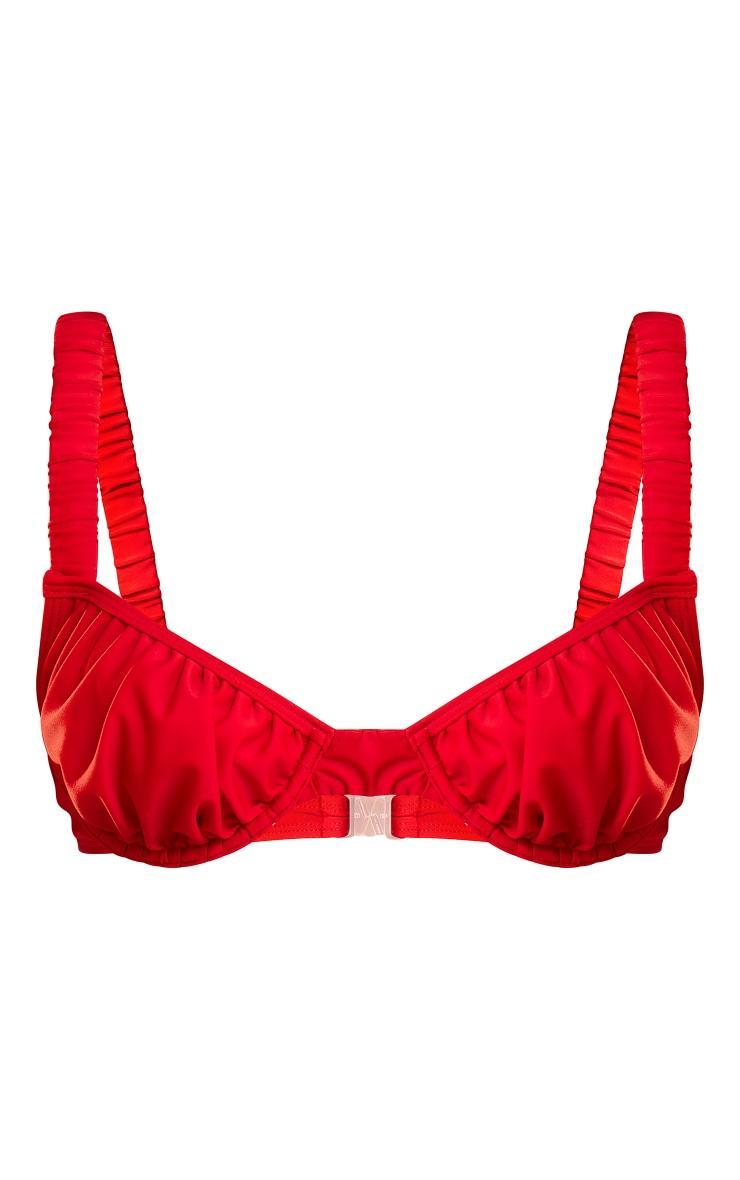 Red Ruched Underwired Bikini Top Product Image