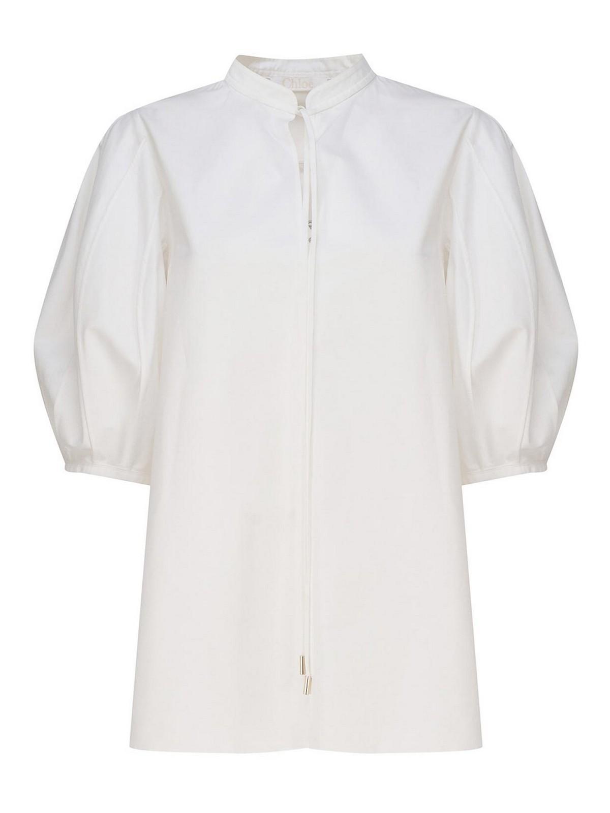 CHLOÉ Tunic Style Shirt With Ribbon In Brown Product Image