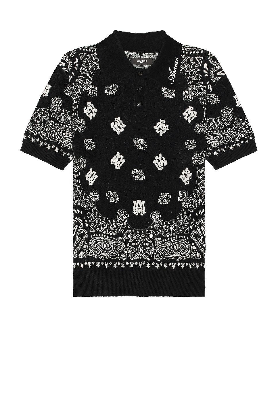 Amiri Bandana Short Sleeve Polo in Black Product Image