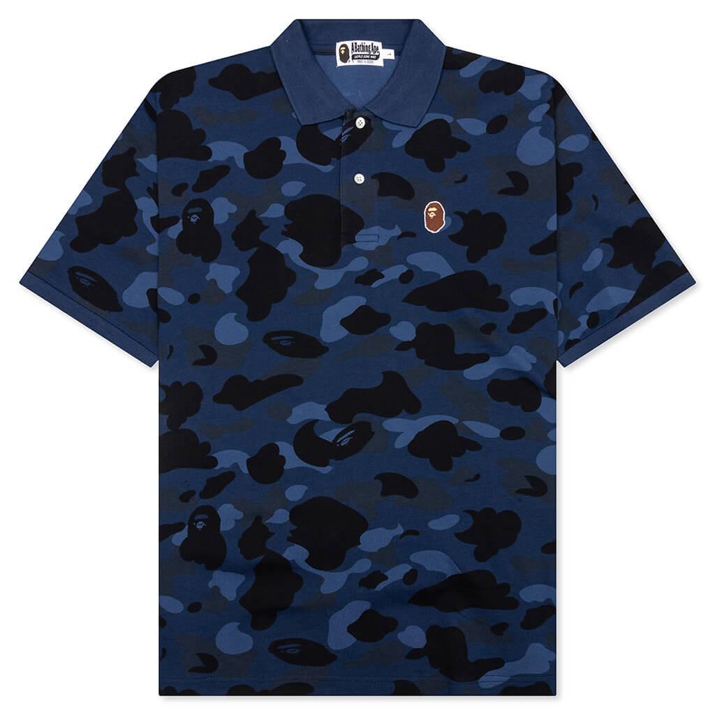 Color Camo Large Ape Head Relaxed Fit Polo Shirt - Navy Male Product Image